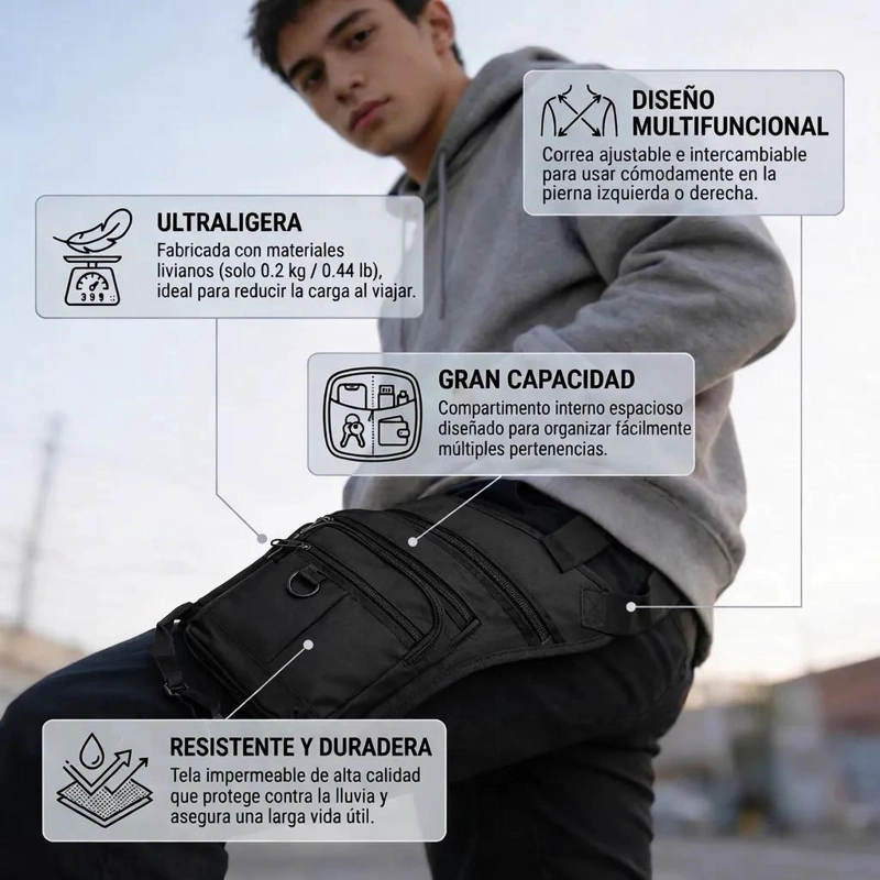 BOLSO TACTICO MUSLERA MULTIUSO PARA ACTIVIDADES AL AIRE LIBRE - 2