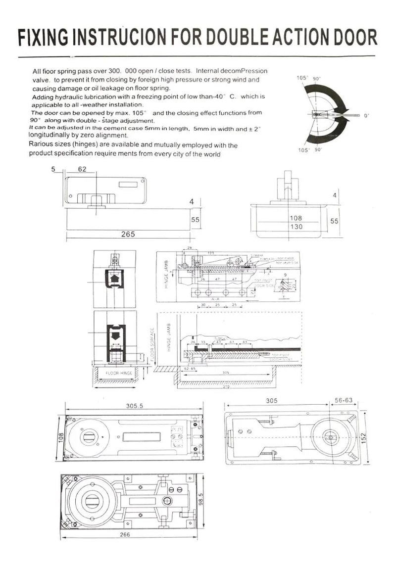 BISAGRA HIDRAULICA PARA PUERTAS DE MADERA Y ALUMINIO HASTA 140 KG - 5
