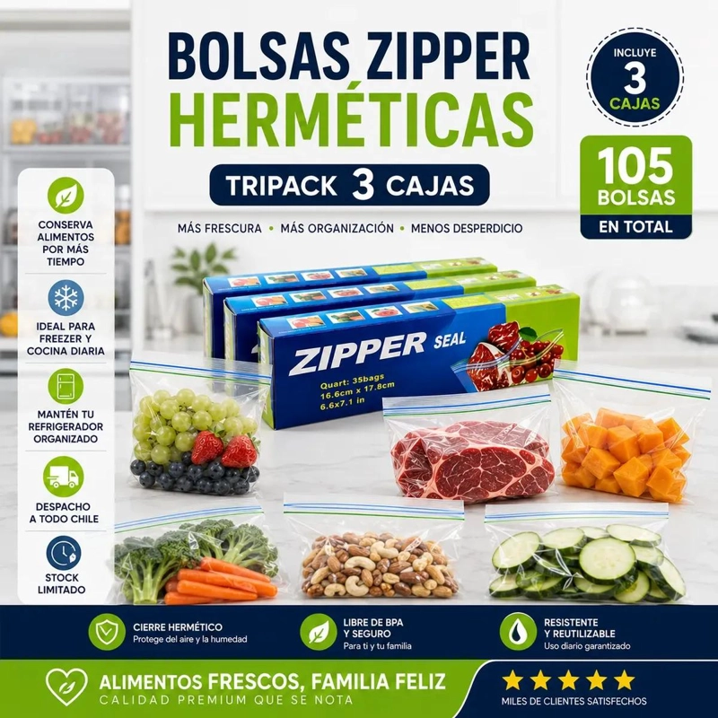 PACK DE 35 BOLSAS HERME TICAS REUTILIZABLES PARA ALIMENTOS - 2