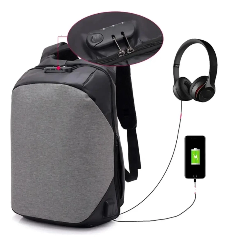 MOCHILA ANTIRROBO IMPERMEABLE DE 40 LITROS CON PUERTO USB - 2
