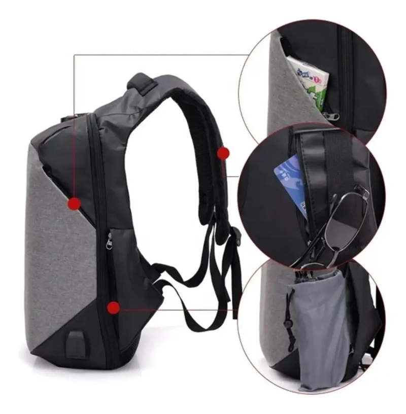 MOCHILA ANTIRROBO IMPERMEABLE DE 40 LITROS CON PUERTO USB - 3