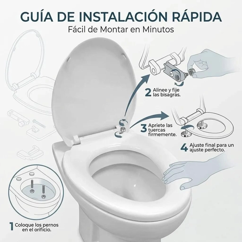 ASIENTO Y TAPA DE CIERRE LENTO PARA INODORO BAÑO - 5