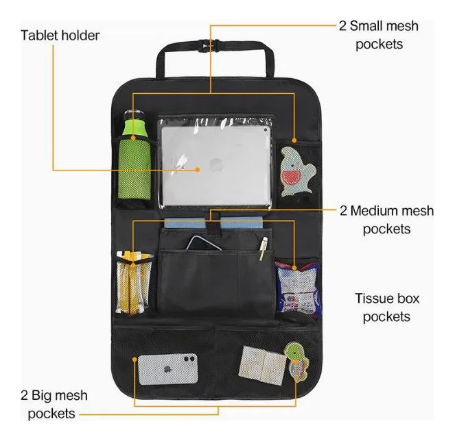 PACK DE 2 ORGANIZADORES DE ASIENTO TRASERO CON SOPORTE PARA TABLET - 8
