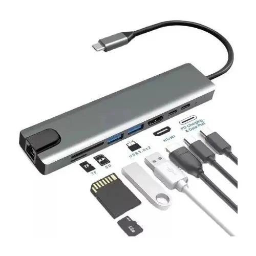 ADAPTADOR USB TIPO C 8 EN 1 PARA ORDENADORES Y TABLETS - 1