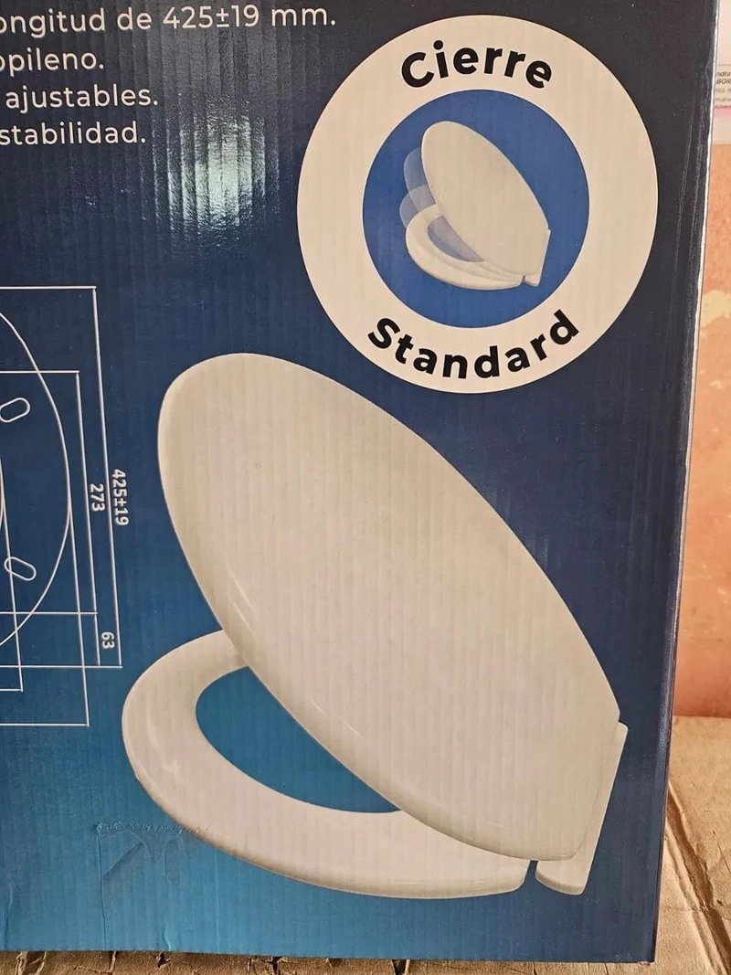 ASIENTO DE INODORO REDONDO BLANCO CON CIERRE ESTANDAR - 1
