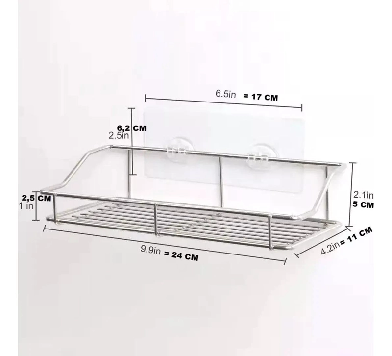PACK DE 2 REPISAS ADHESIVAS PARA DUCHA DE ACERO INOXIDABLE - 7