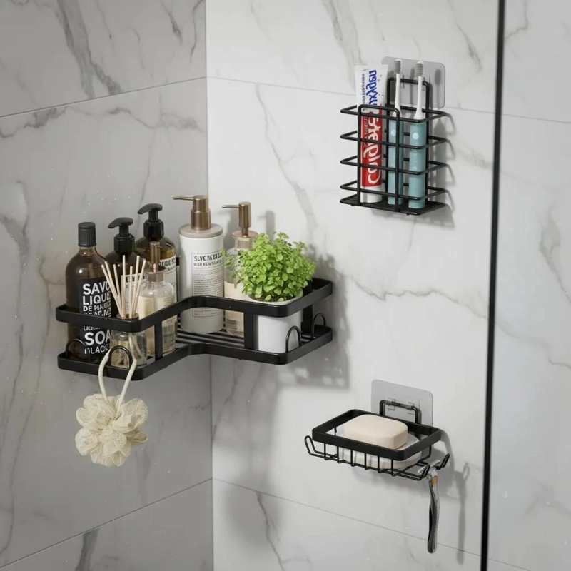 ORGANIZADOR ESQUINERO METALICO PARA DUCHA CON 5 ESTANTES - 3