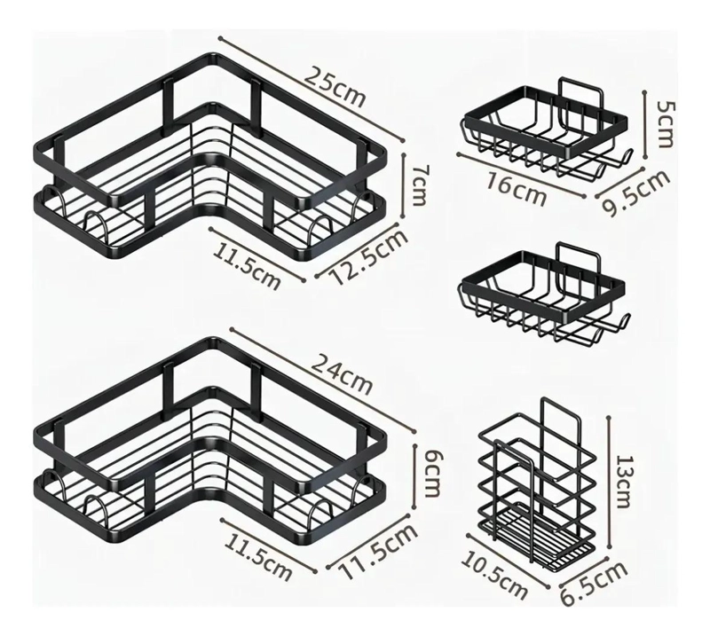 ORGANIZADOR ESQUINERO METALICO PARA DUCHA CON 5 ESTANTES - 6