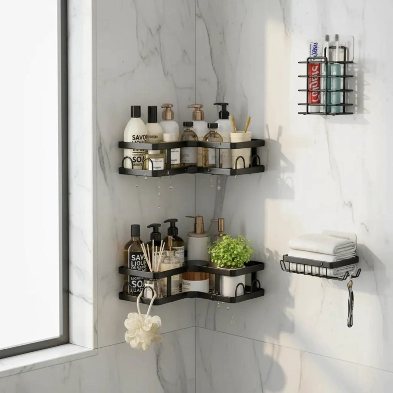 ORGANIZADOR ESQUINERO METALICO PARA DUCHA CON 5 ESTANTES - 7