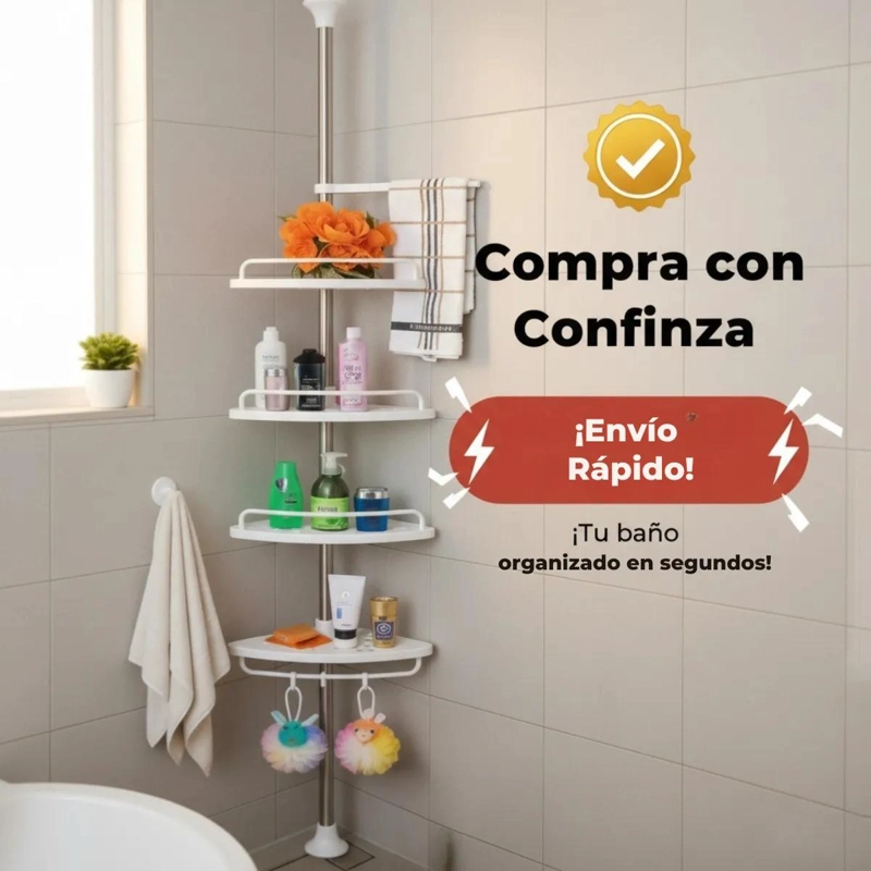 ORGANIZADOR ESQUINERO DUCHA TELESCOPICO AJUSTABLE PARA BAÑO - 7