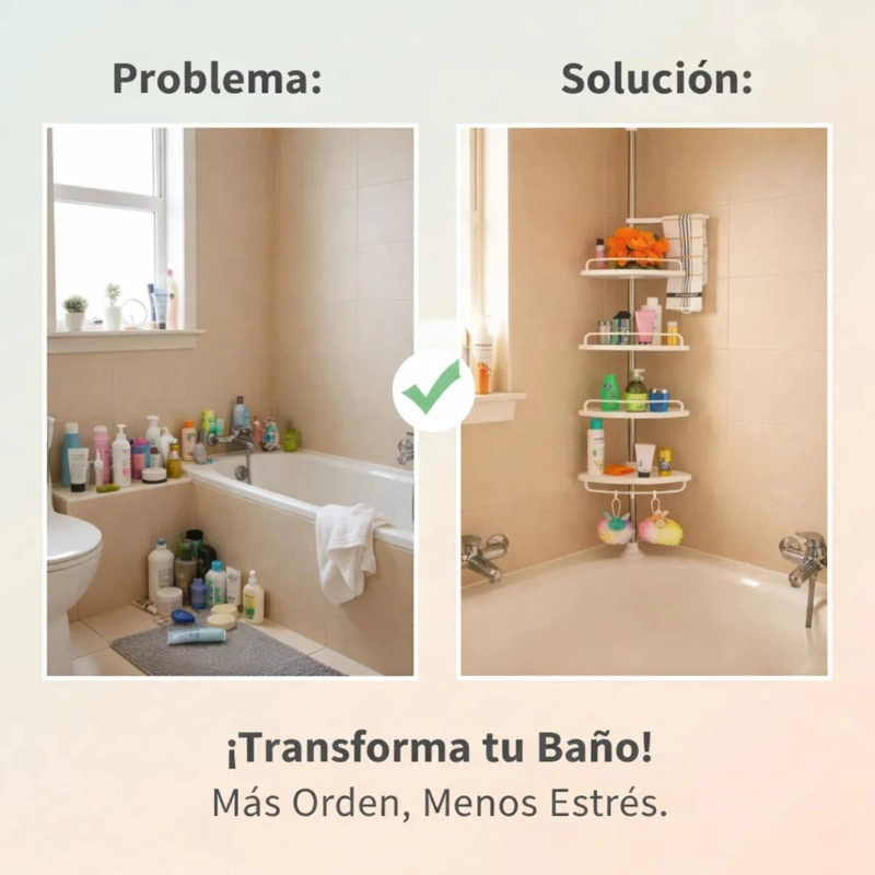 ORGANIZADOR ESQUINERO DUCHA TELESCOPICO AJUSTABLE PARA BAÑO - 8