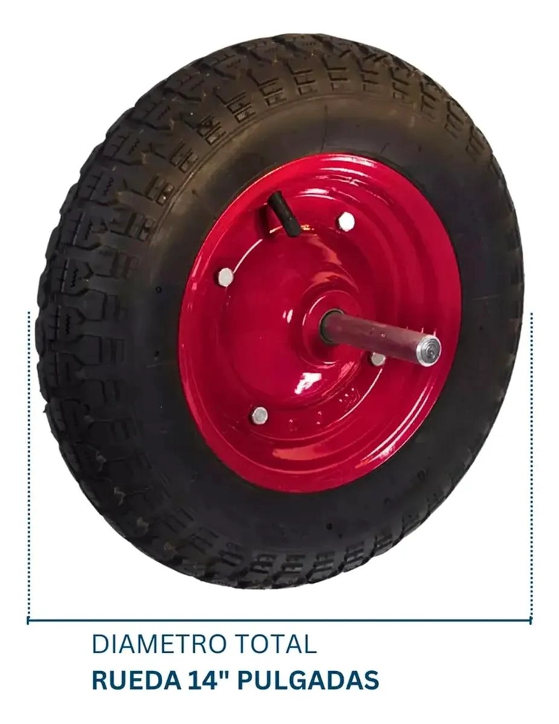 RUEDA INFLABLE PARA CARRETILLA 3.50-8 CON EJE - 5