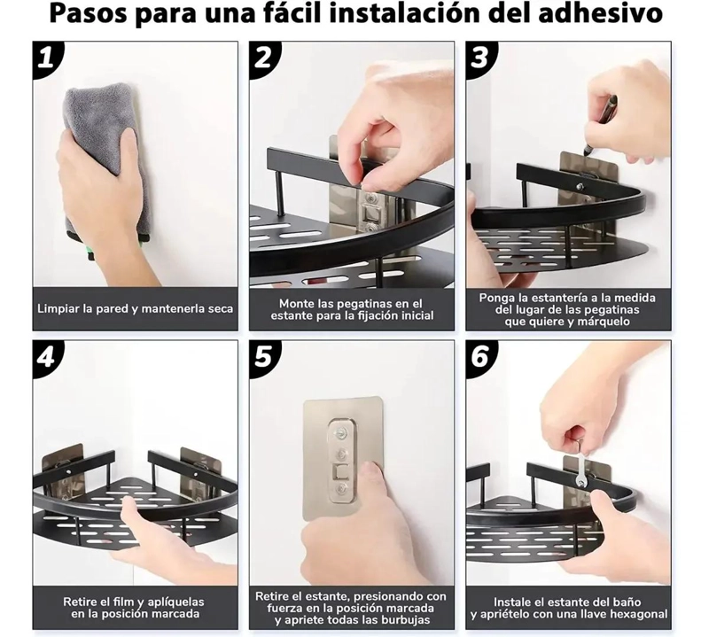 ORGANIZADOR DE DUCHA Y COCINA EN ACERO INOXIDABLE ADHESIVO - 5