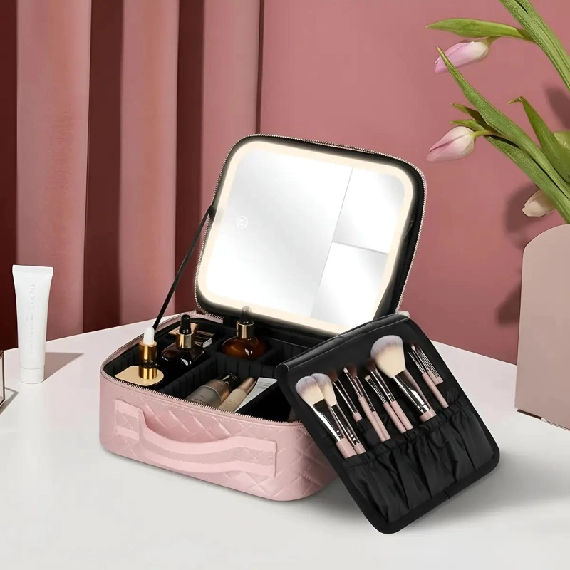 ORGANIZADOR DE MAQUILLAJE CON ESPEJO LED Y DISEÑO ELEGANTE - 4