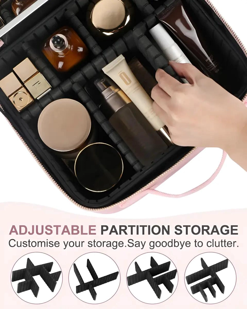 ORGANIZADOR DE MAQUILLAJE CON ESPEJO LED Y DISEÑO ELEGANTE - 5