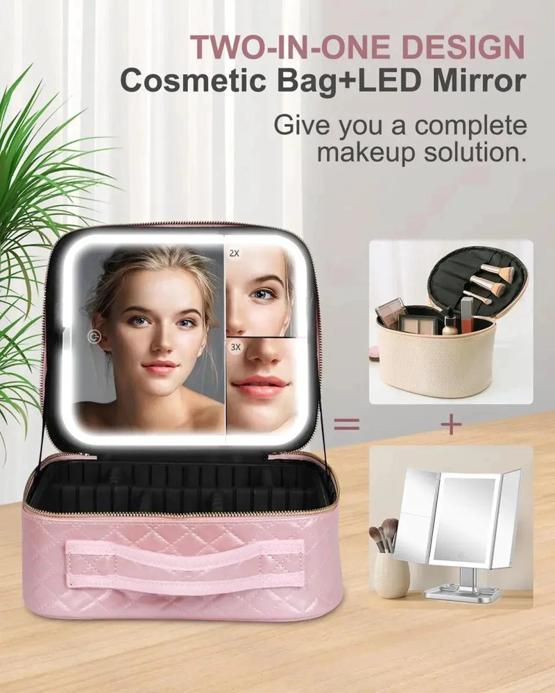 ORGANIZADOR DE MAQUILLAJE CON ESPEJO LED Y DISEÑO ELEGANTE - 9