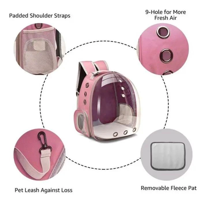 MOCHILA TRANSPORTADORA TRANSPARENTE PARA MASCOTAS DE TELA IMPERMEABLE - 3