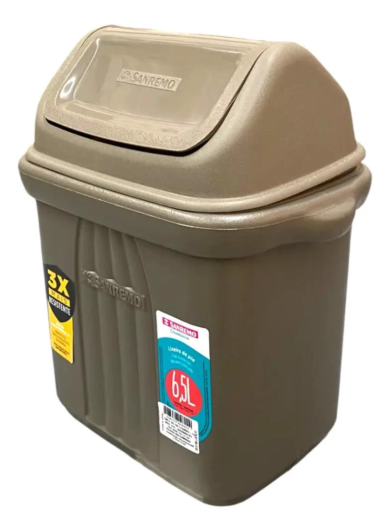 BASURERO ULTRARRESISTENTE CON TAPA VAIVE N 6,5 LITROS GRIS - 2
