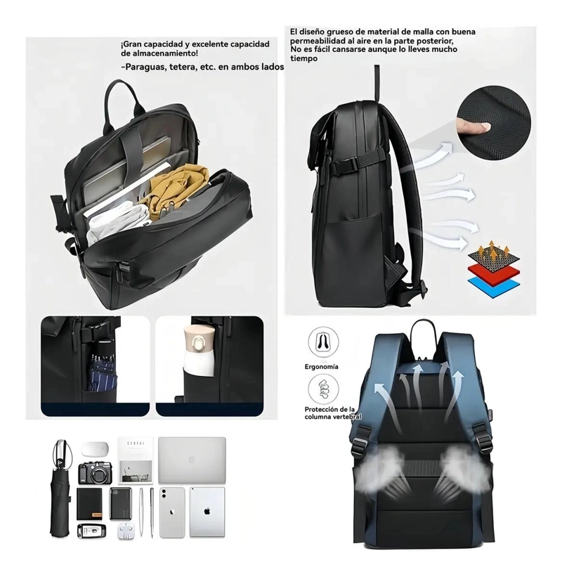 MOCHILA IMPERMEABLE DE GRAN CAPACIDAD PARA VIAJES Y NEGOCIOS - 5