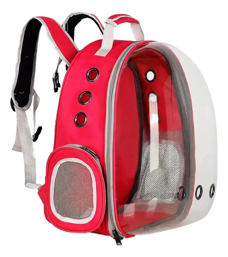 BOLSO TRANSPORTADOR PANORAMICO ROJO PARA MASCOTAS PEQUEÑAS - 2