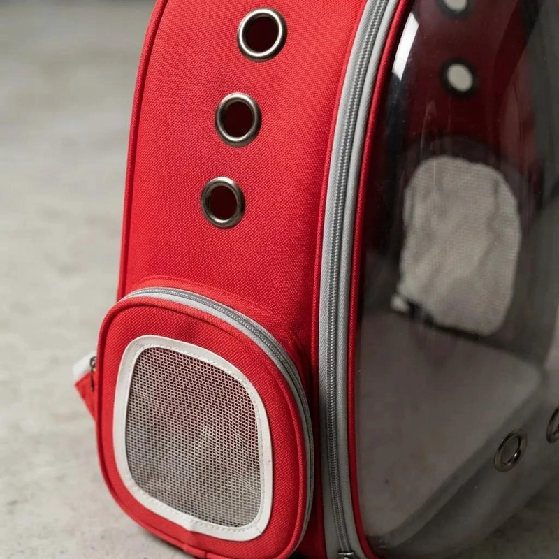 BOLSO TRANSPORTADOR PANORAMICO ROJO PARA MASCOTAS PEQUEÑAS - 4