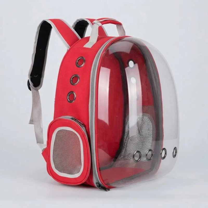 BOLSO TRANSPORTADOR PANORAMICO ROJO PARA MASCOTAS PEQUEÑAS - 5