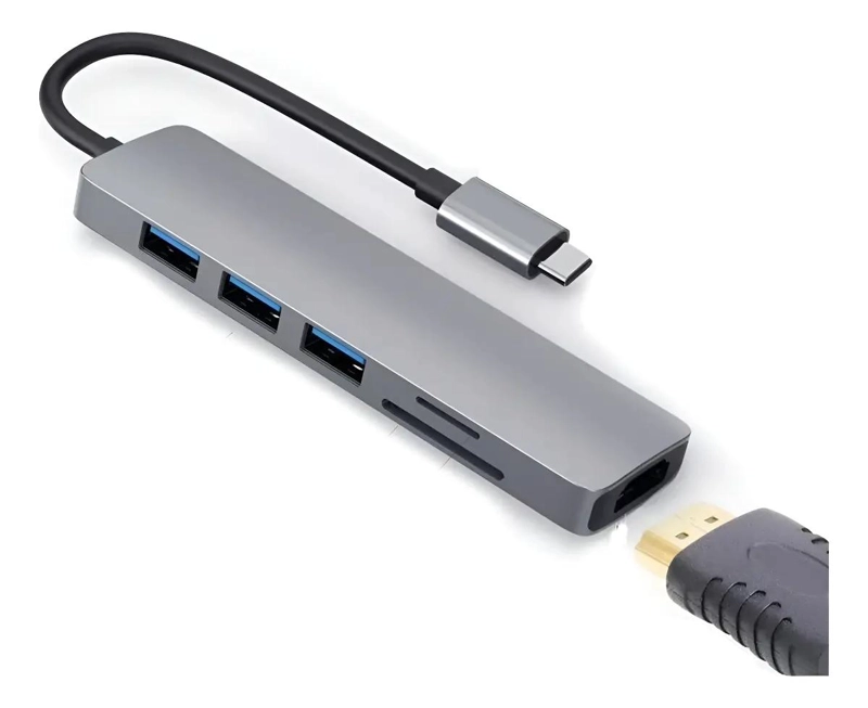 ADAPTADOR USB TIPO C A HDMI CON 3 PUERTOS USB 3.0 - 1