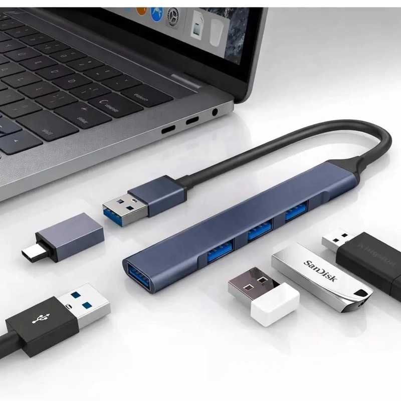 HUB USB DE 4 PUERTOS TIPO C PARA CONECTAR DISPOSITIVOS - 1