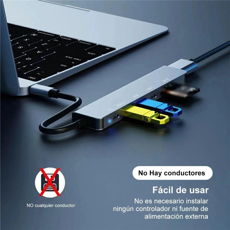 HUB ADAPTADOR USB TIPO-C 7 EN 1 CON HDMI Y SD - 2