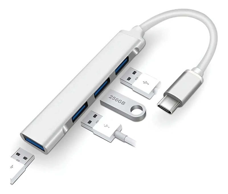 ADAPTADOR USB HUB TIPO C CON 4 PUERTOS USB 3.0 - 1