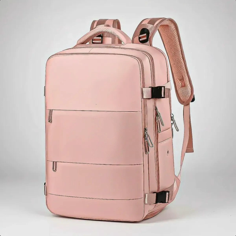 MOCHILA IMPERMEABLE ROSA PARA NOTEBOOK DE 15.6 PULGADAS CON PUERTO USB - 1