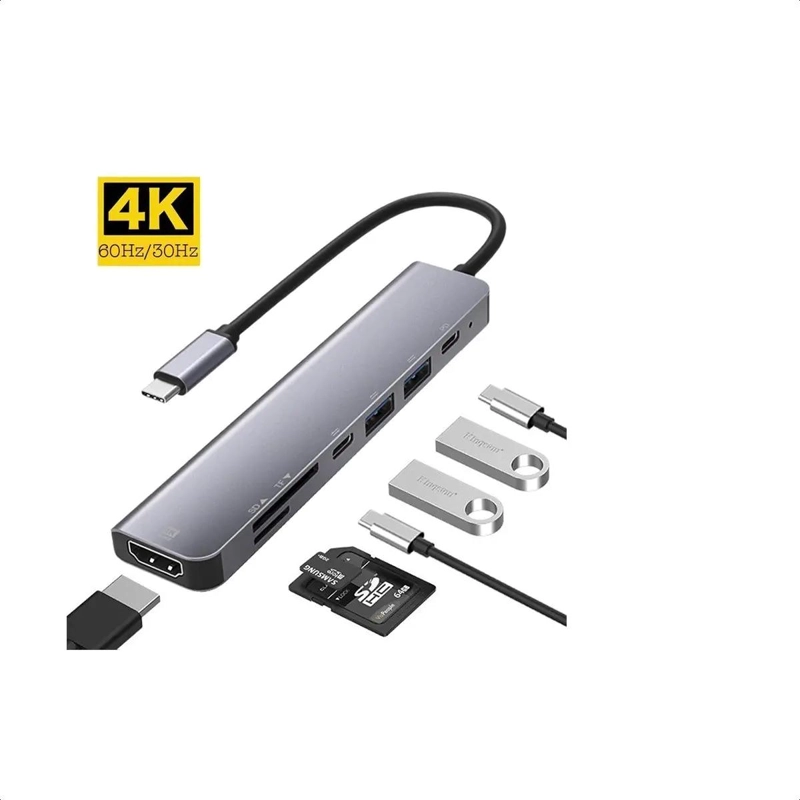 HUB ADAPTADOR USB TIPO C 7 PUERTOS PARA CONEXIONES MULTIPLES - 3