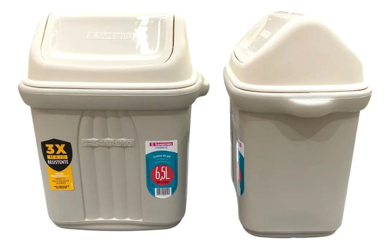 BASURERO TAPA BASCULANTE 6,5 LITROS DISEÑO RESISTENTE - 2