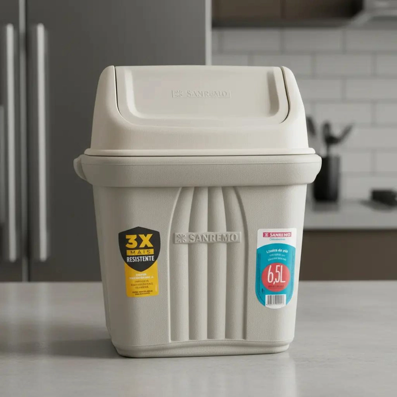 BASURERO TAPA BASCULANTE 6,5 LITROS DISEÑO RESISTENTE - 5