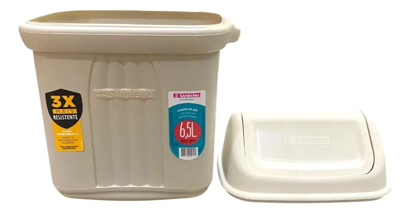 BASURERO TAPA BASCULANTE 6,5 LITROS DISEÑO RESISTENTE - 6