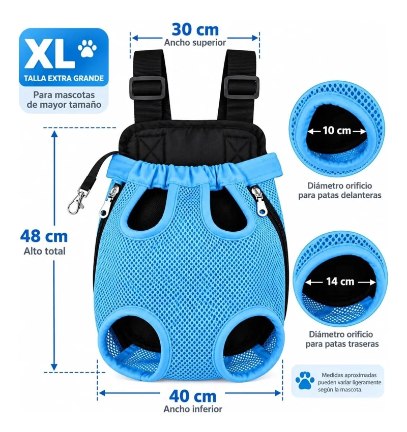 MOCHILA TRANSPORTADORA CANGURO PARA MASCOTAS TALLA XL - 2