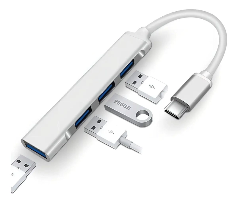 ADAPTADOR USB 4 EN 1 CON 3 PUERTOS USB 3.0 Y TIPO C - 1