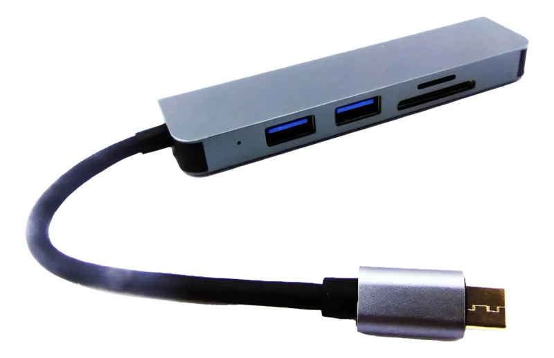HUB TIPO C 5 EN 1 CON 3 PUERTOS USB Y 2 LECTORES DE TARJETAS - 1