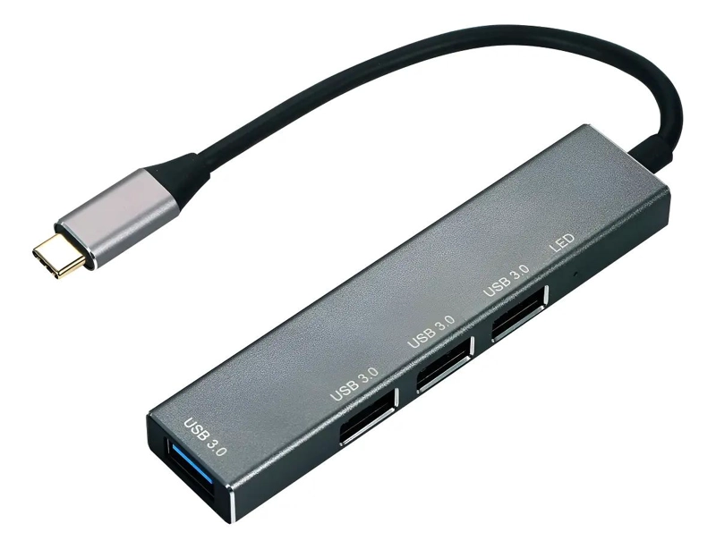 HUB USB TIPO C 4 PUERTOS ALEACION DE ALUMINIO PORTATIL - 1