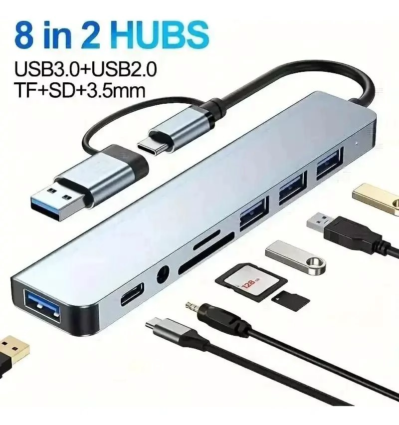 ADAPTADOR USB-C A USB 3.0 Y 2.0 CON RANURAS SD Y TF - 2