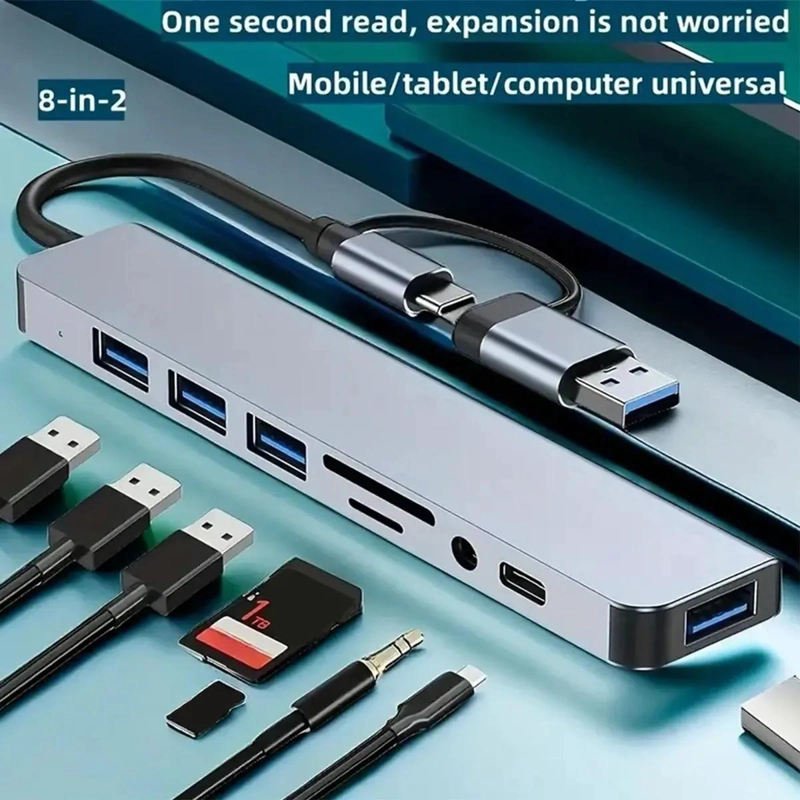 ADAPTADOR USB-C A USB 3.0 Y 2.0 CON RANURAS SD Y TF - 3