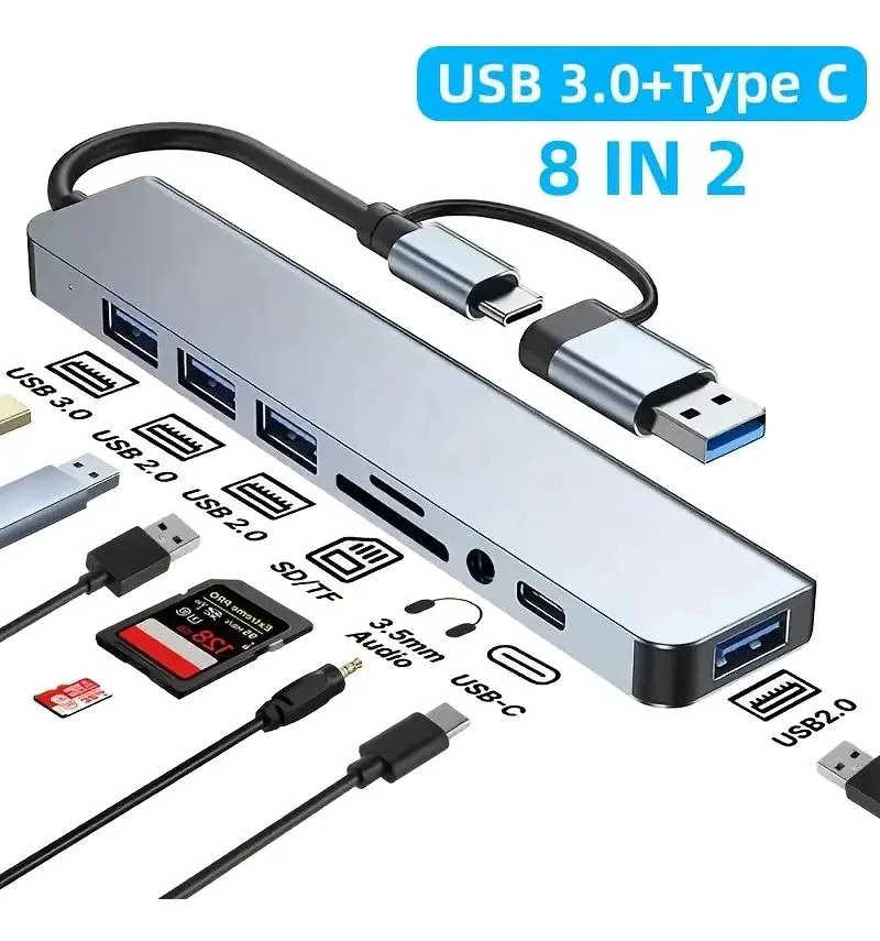 ADAPTADOR USB-C A USB 3.0 Y 2.0 CON RANURAS SD Y TF - 4