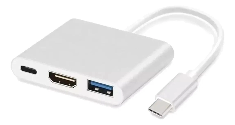 ADAPTADOR HUB 3 EN 1 USB TIPO C A HDMI Y USB 3.0 4K - 1