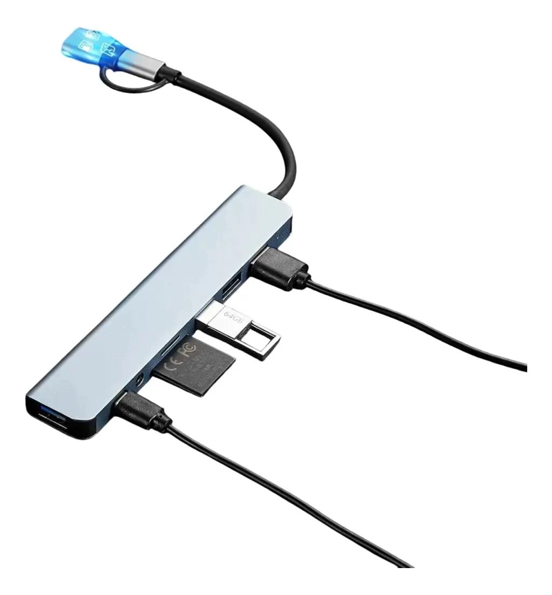 HUB 8 EN 1 USB TIPO C CON PUERTOS DE AUDIO Y SD - 9