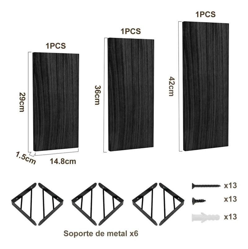 ESTANTES FLOTANTES DE MADERA PARA DECORACION Y ALMACENAMIENTO - 7