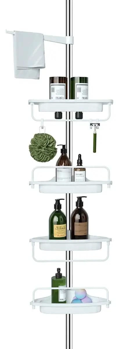 ESTANTE ESQUINERO AJUSTABLE PARA BAÑO CON 4 NIVELES - 1