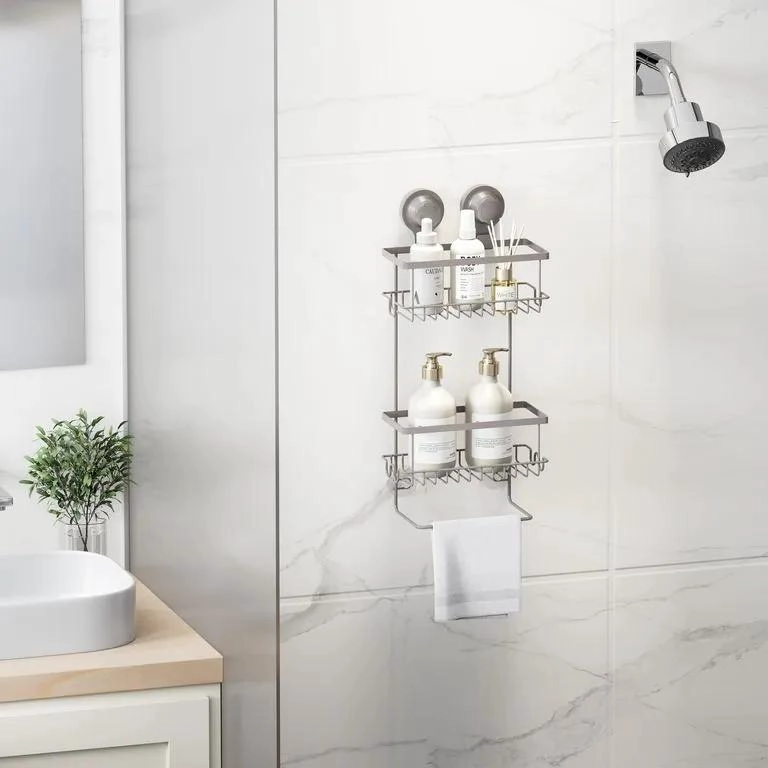 ORGANIZADOR DE BAÑO 2 NIVELES CON VENTOSAS DE ACERO INOXIDABLE - 2