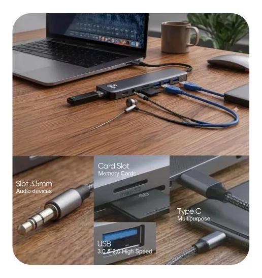 ADAPTADOR USB TIPO C 8 EN 1 CON VELOCIDAD EXTREMA - 2