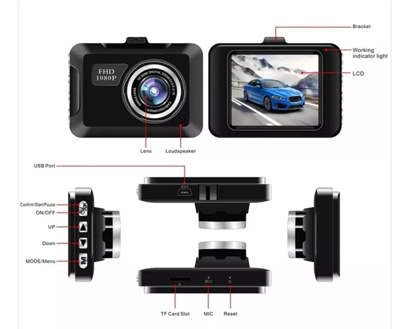 CAMARA DE SEGURIDAD PARA VEHICULO FULL HD 1080P CON SENSOR DE MOVIMIENTO - 2