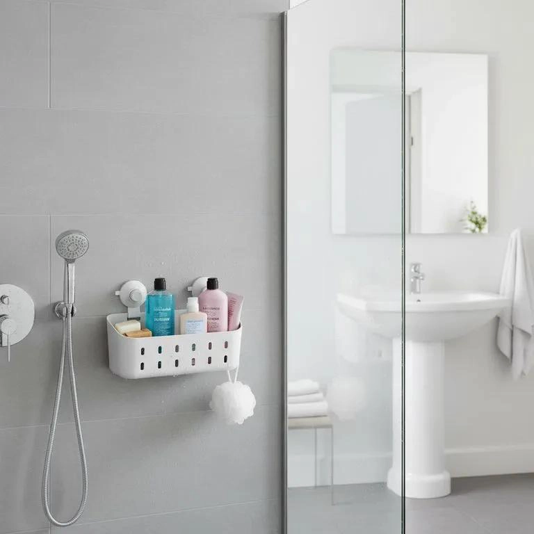 CANASTO RECTANGULAR ORGANIZADOR PARA DUCHA CON VENTOSAS - 4